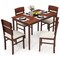 Rubber Wood Polyester Fabric 5-Piece Dining Set with Rectangular Table